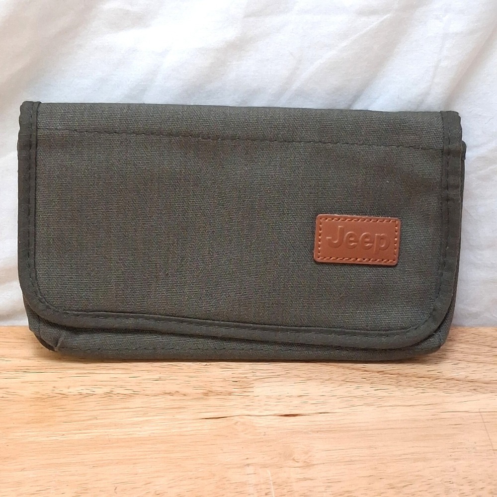 Jeep Owners/User Manuel Green Canvas Logo Hook and Loop Closure POUCH ONLY